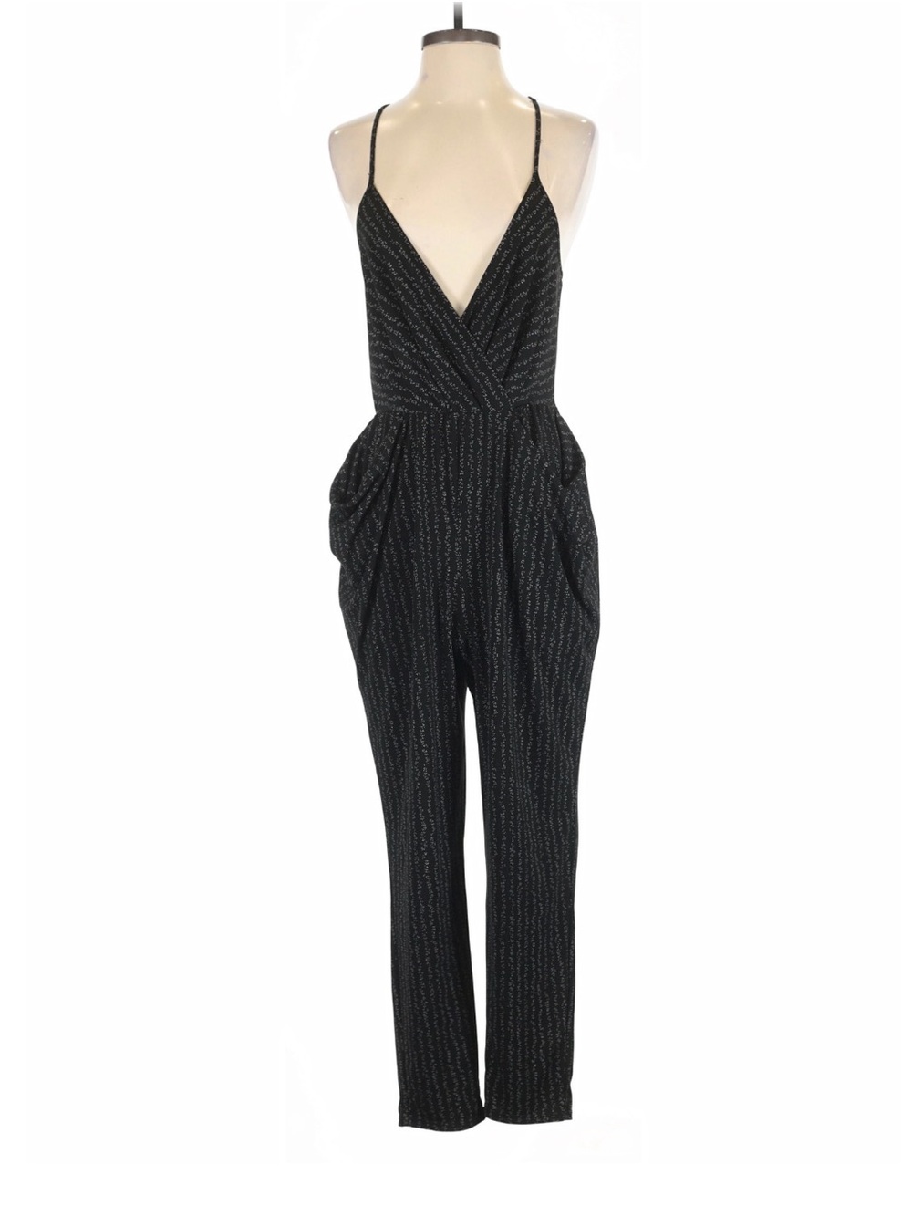 BCBGeneration Black Plunging V-Neck Jumpsuit Size Small